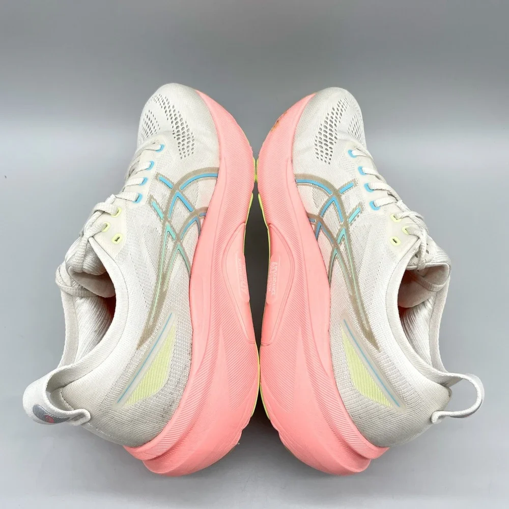 ASICS Womens 11 Gel Kayano 31 Road Running Shoes White Coral Sporty Gym Training